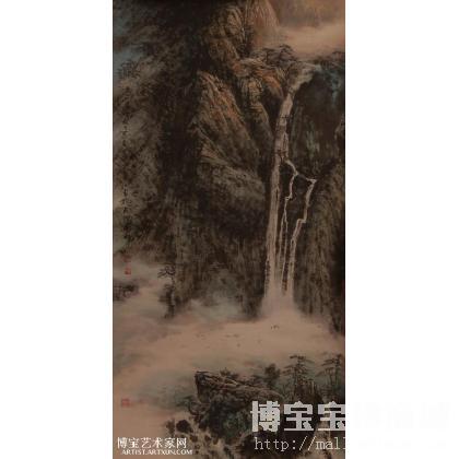 望庐山瀑布诗意 山水画 张仁勇作品 类别: 国画山水作品