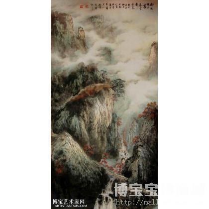 斜阳犹未尽，暮云带雨来 山水画 张仁勇作品 类别: 国画山水作品